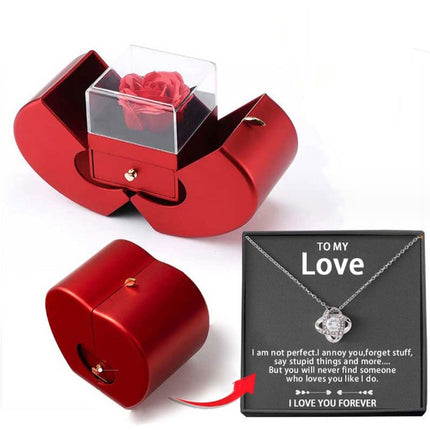 Fashion Jewelry Box Red Apple Christmas Gift Necklace Eternal Rose For