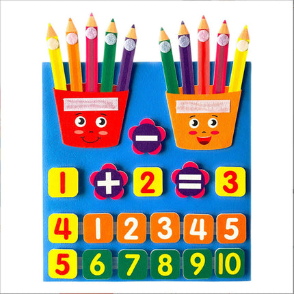 Blue Felt Learning Board Numbers Exhibition Board Teaching Aids 30x30