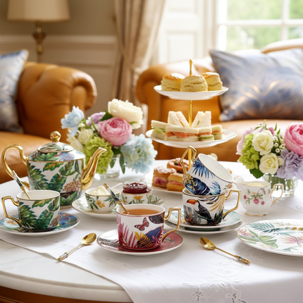 Jungle Ceramic European Light Luxury Hand Painted Cup And Saucer Suit