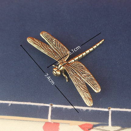 Peekaboo Studio Brass Dragonfly Ornament Tea Pet - Handcrafted Charm