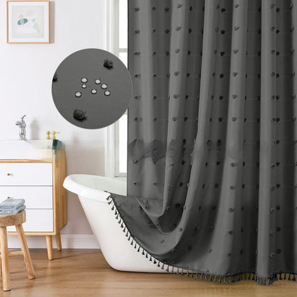 Polyester Hydrangea Cut Shower Curtain - Solid Color Modern Style