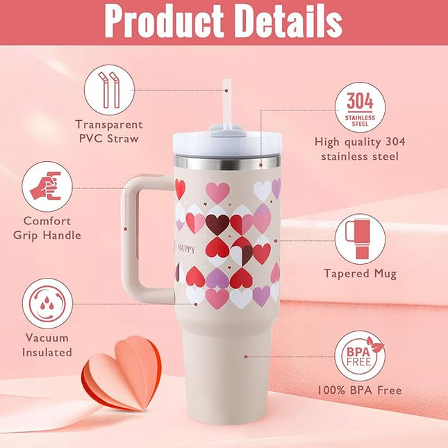 Peekaboo Studio 40 Oz Insulated Tumbler with Handle & Straw, Spill Pro