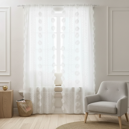 Bohemian Tufted Floral Curtain | 5 Colours, 12 Widths, 132cm Drop