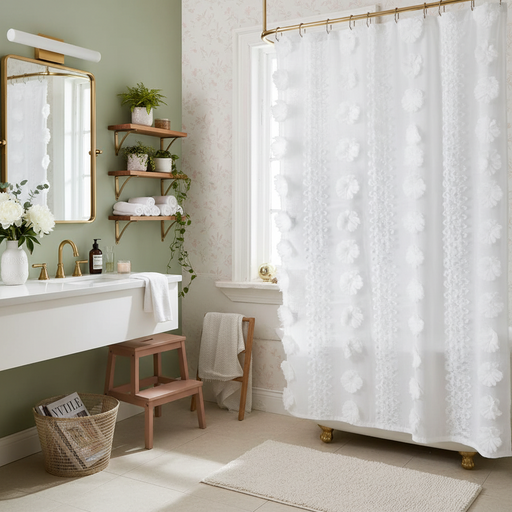 Bohemian Tufted Floral Curtain | 5 Colours, 12 Widths, 132cm Drop