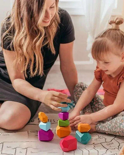 Colorful Wooden Building Blocks Kit for Creative Learning and Logical Development