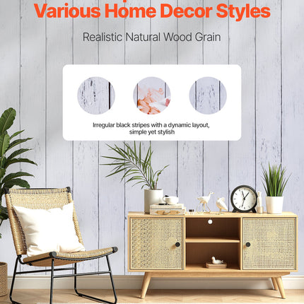 Peekaboo Studio Waterproof White Wood Textured Peel & Stick Wallpaper