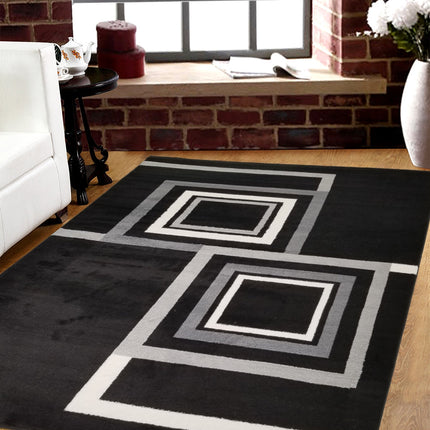 Room and Decor Jersey 7x10 Area Rug - Black Grey Contemporary Design