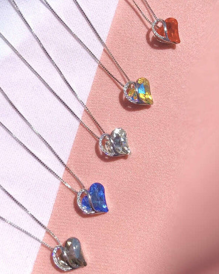 Geometric Heart Pendant Necklace in 925 Silver for Women