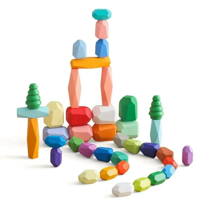 Colorful Wooden Building Blocks Kit for Creative Learning and Logical Development