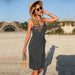 Black Pleated Pack Hip Resort Dress with Sleeveless Design