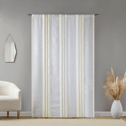 Room & Decor 2Pk Tufted Stripe Curtain Panels, 50x95", White Taupe