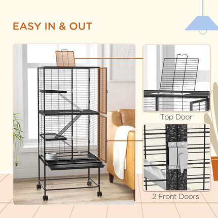 Peekaboo Studio Rolling Small Animal Cage 53.5"H with Removable Tray &
