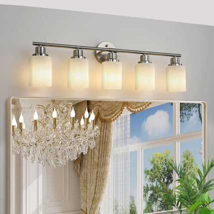 Room & Decor Modern 5-Light Vanity Wall Sconce, Brushed Nickel Finish,