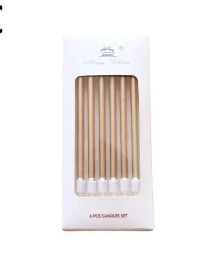 Metallic Birthday Candle Set - 6pcs Chrome Gold & Silver Cake Decorations for Weddings and Baby Showers