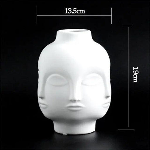 White Ceramic Face Flower Vase