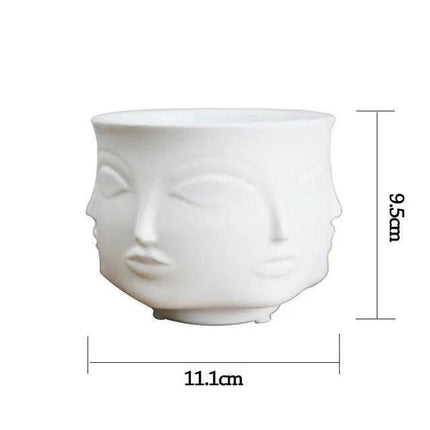 Elegant White Ceramic Face Vase - Modern Home Accent Decor Piece