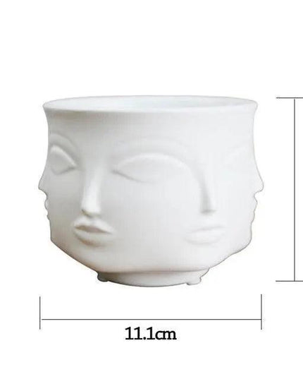 Elegant White Ceramic Face Vase - Modern Home Accent Decor Piece