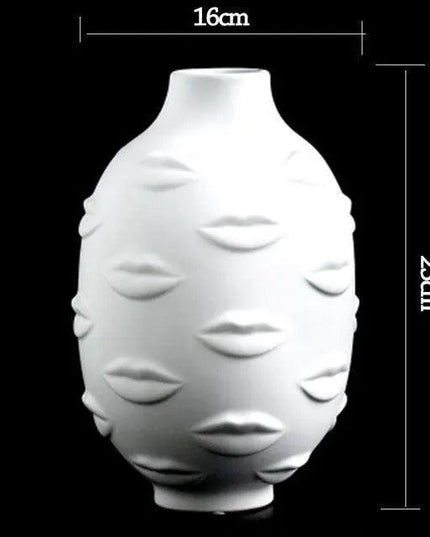 Elegant White Ceramic Face Vase - Modern Home Accent Decor Piece