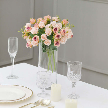 AliKopy 2 Pack 12" Blush Artificial Rose Bouquets - Realistic Faux Flo