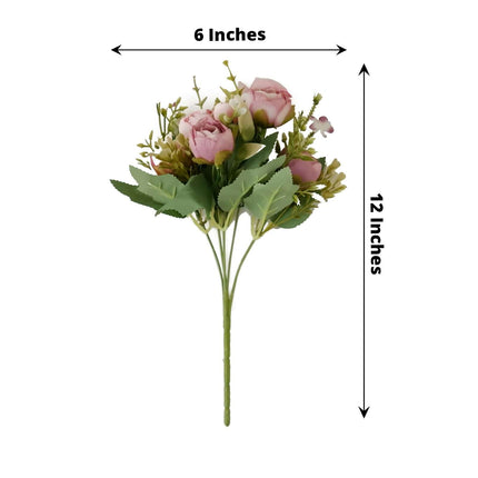 AliKopy 4 Pack 12" Dusty Rose Silk Ranunculus Bridal Bouquets - Realis