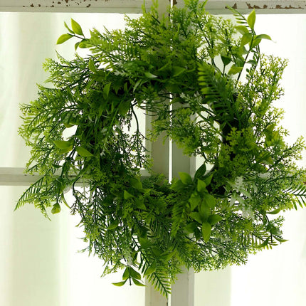 AliKopy 2 Pack 4" Green Artificial Fern Candle Ring Wreaths - Realisti
