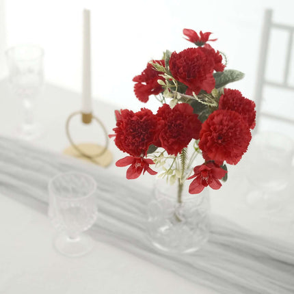 AliKopy 3 Pack 14" Red Silk Carnation Faux Flower Arrangements, Long-L