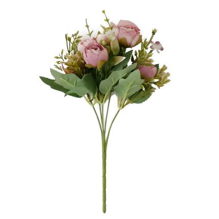 AliKopy 4 Pack 12" Dusty Rose Silk Ranunculus Bridal Bouquets - Realis