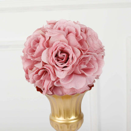 AliKopy 2 Pack 7" Mauve Artificial Silk Rose Kissing Ball - Elegant Dé