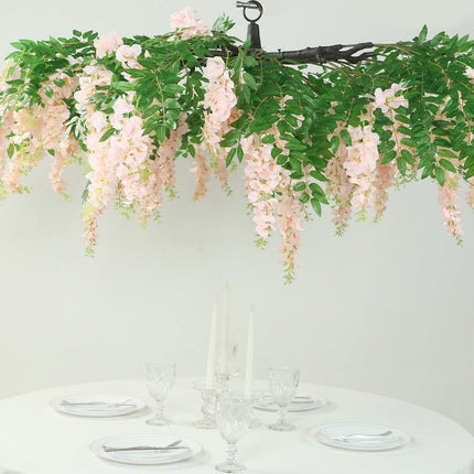 AliKopy 55" Blush Silk Wisteria Vine Canopy - Interchangeable Branches