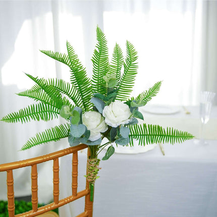 AliKopy 2 Stems Artificial Cycas Fern Leaves, Lush Indoor Faux Plants