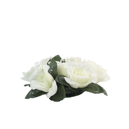 AliKopy 4 Pack 3" Ivory Silk Rose Candle Rings - Elegant Floral Decor