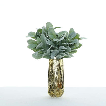 AliKopy 4 Stems Frosted Green Artificial Lambs Ear Plant - Realistic F