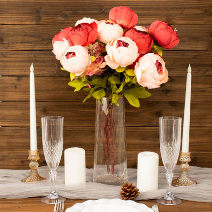 AliKopy 2 Pack 19" Burgundy Dusty Rose Faux Silk Peony Bouquets
