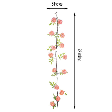 AliKopy 6ft Blush Silk Peony Garland - Faux Vine, Elegant Decor