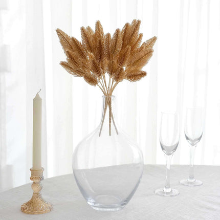 AliKopy 4-Pack Metallic Gold Artificial Pine Branches - Flexible Faux