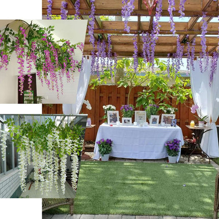 AliKopy 42" Pink Silk Wisteria Flower Garland - 5 Full Strands, Realis