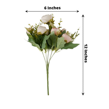 AliKopy 4 Pack 12" Blush Ranunculus Silk Flower Bouquets, Faux Floral