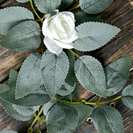 AliKopy 100 Pack Frosted Green Artificial Rose Leaves for DIY Decor