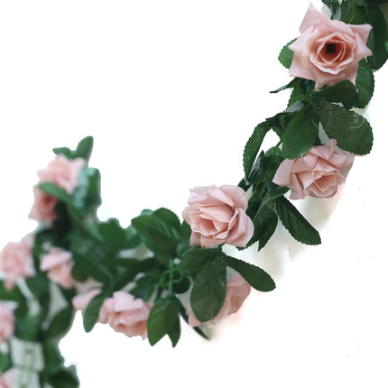 AliKopy 6ft UV Protected Dusty Rose Silk Rose Garland - Durable & Eleg