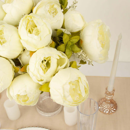 AliKopy 2 Pack 19" Ivory Artificial Peony Bouquets - Silk Arrangements