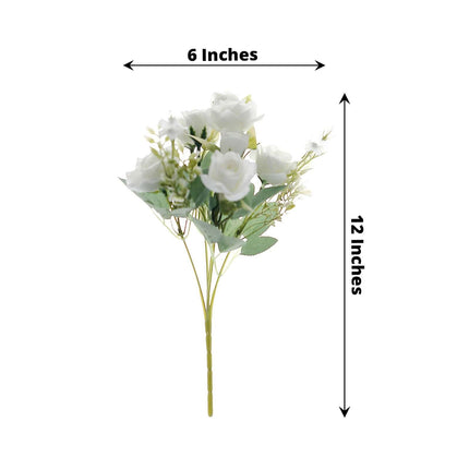 AliKopy 12" Ivory Real Touch Silk Rose Bouquet - 4 Bushes, Faux Bridal