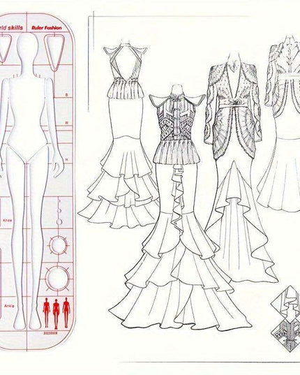 Fashion Design Acrylic Human Figure Template Ruler for Creative Illustrators