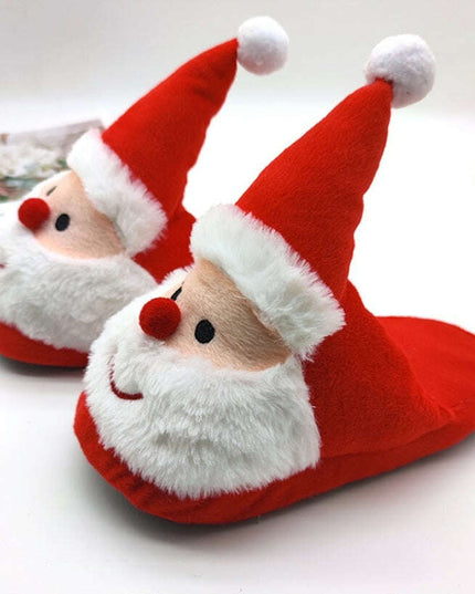 Cozy Cartoon Santa and Elk Home Slippers