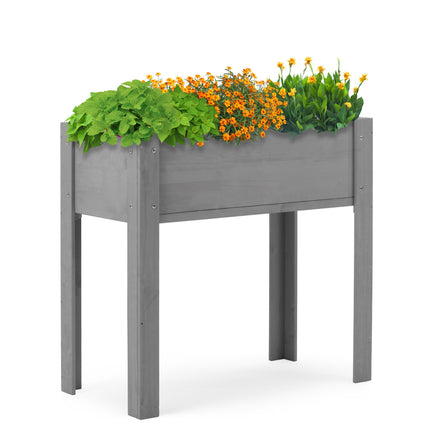Room and Decor Elevated Wooden Garden Bed with Legs, 31x31x16 Inch, Gr