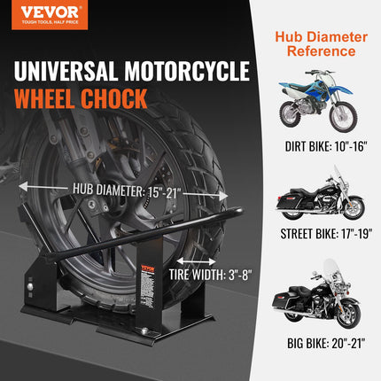 Motorcycle Wheel Chock — 1800 lbs, Heavy-Duty Steel, Adjustable Fit