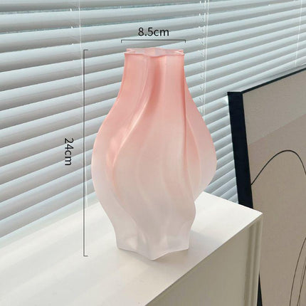 Minimalist Glass Vase For Flower Arrangement With Assorted Whirlwind Colors