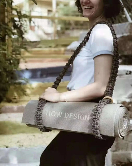 Hand-Woven Cotton Yoga Mat Carrier with Tassel Crossbody Strap - Fits All Mat Sizes