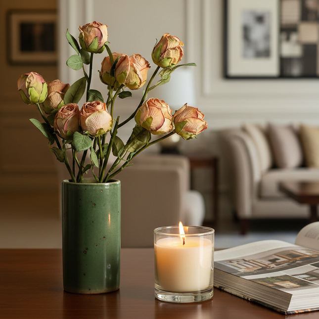 Antique Stoneware Straight Bottle Vase Handmade Ceramic With Retro Green Finish Vases retro-stoneware-handmade-ceramic-vase Home Décor›Decorative Accents›Planters, Pots & Vases›Vases