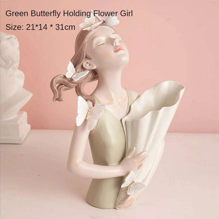 Nordic Elegance Butterfly Maiden Resin Vase - Chic Decorative Accent for Your Home