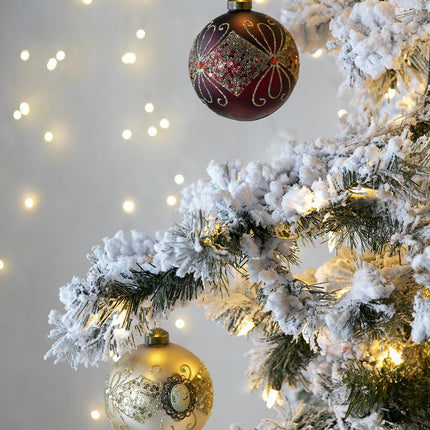 Room & Decor Set of 6 Red Glass Christmas Ball Ornaments - 3.9" Diamet